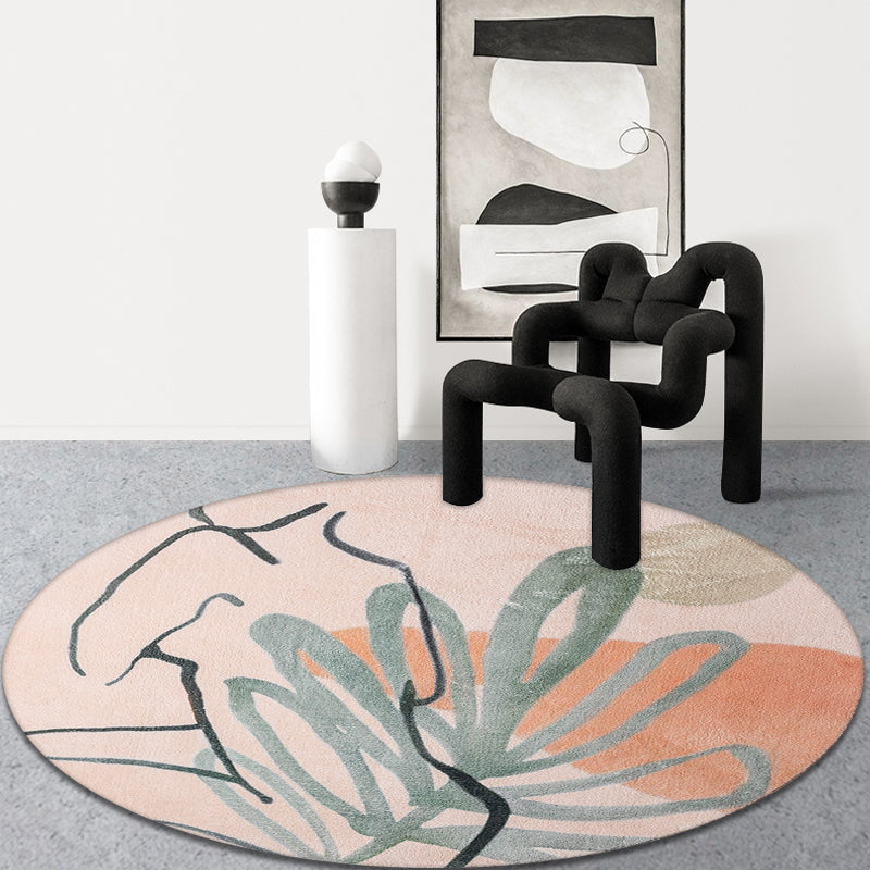 Rynx | Red and Pink Abstract Carpet Polyester Modern Carpet Pet-Friendly Washable Non-Slip Carpet for the Living Room