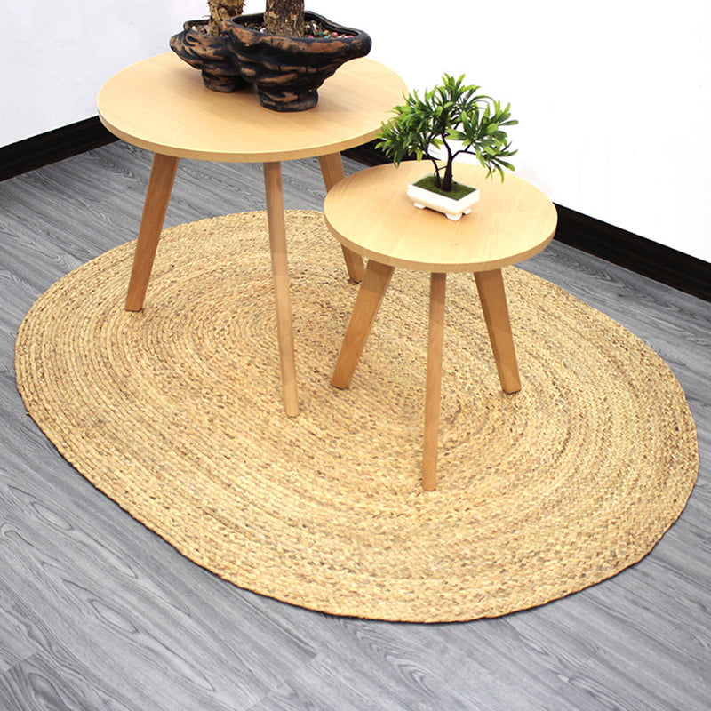 Rynx | Country Solid Color Carpet Beige and Yellow Jute Carpet Non-Slip Pet-Friendly Washable Area Rug for Study