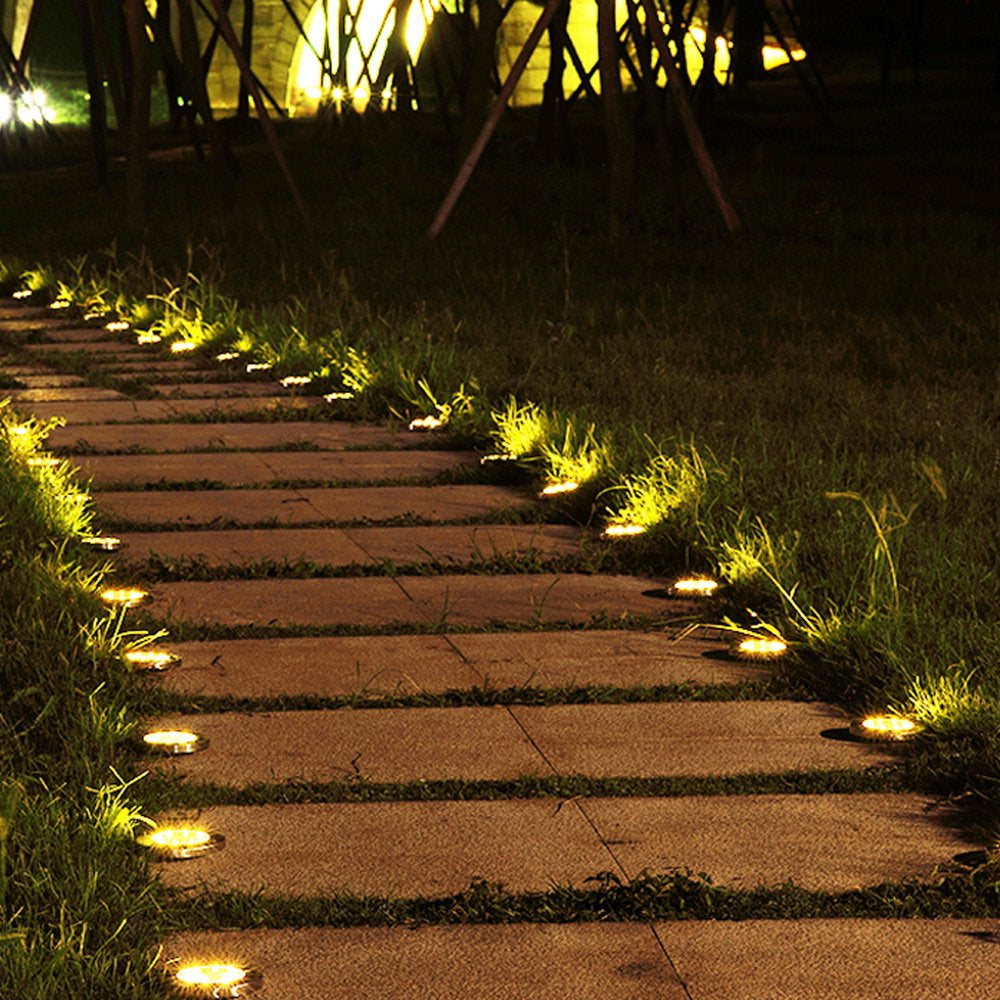 Rynx | 4 Pack Solar Lights 8 LED Solar Lights Outdoor Solar-Powered Garden Lights Waterproof Recessed Lights for Patio Path Garden Lawn Courtyard Driveway Patio Walkway