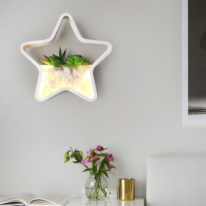 Rynx | Children's Room Fake Succulent Wall Light Metal Stone Contemporary White Wall Lamp