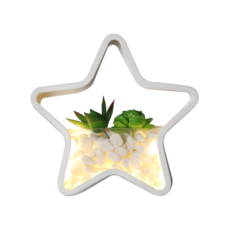 Rynx | Children's Room Fake Succulent Wall Light Metal Stone Contemporary White Wall Lamp