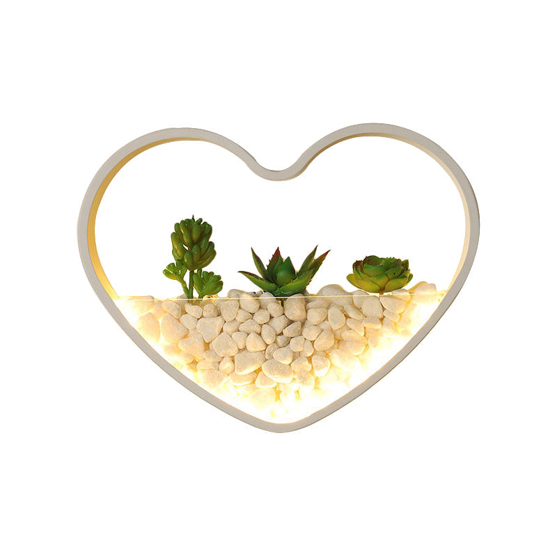 Rynx | Children's Room Fake Succulent Wall Light Metal Stone Contemporary White Wall Lamp