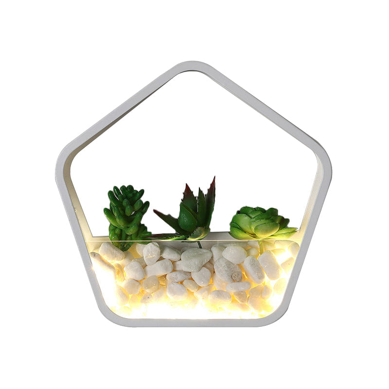 Rynx | Children's Room Fake Succulent Wall Light Metal Stone Contemporary White Wall Lamp