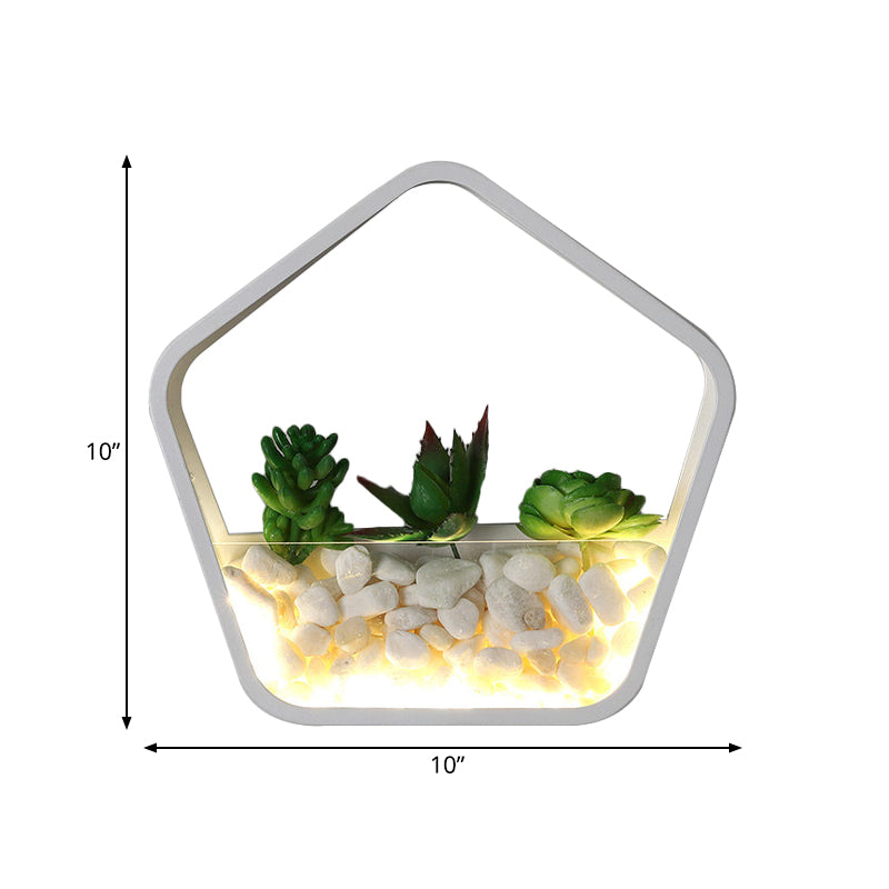 Rynx | Children's Room Fake Succulent Wall Light Metal Stone Contemporary White Wall Lamp