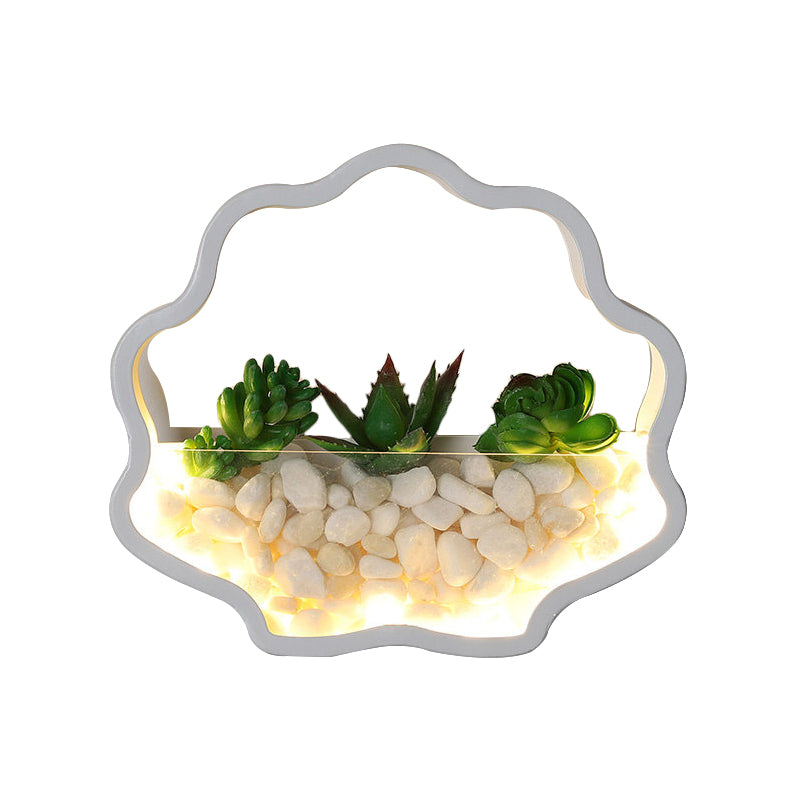 Rynx | Children's Room Fake Succulent Wall Light Metal Stone Contemporary White Wall Lamp