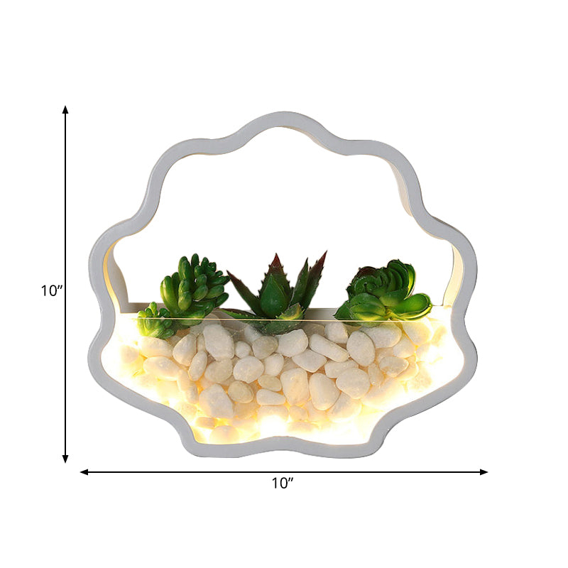 Rynx | Children's Room Fake Succulent Wall Light Metal Stone Contemporary White Wall Lamp