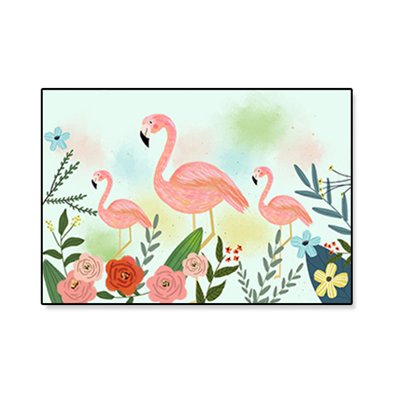 Rynx | Flamingo Print Painting Tropical Stylish Textured Canvas Wall Art for Dining Room