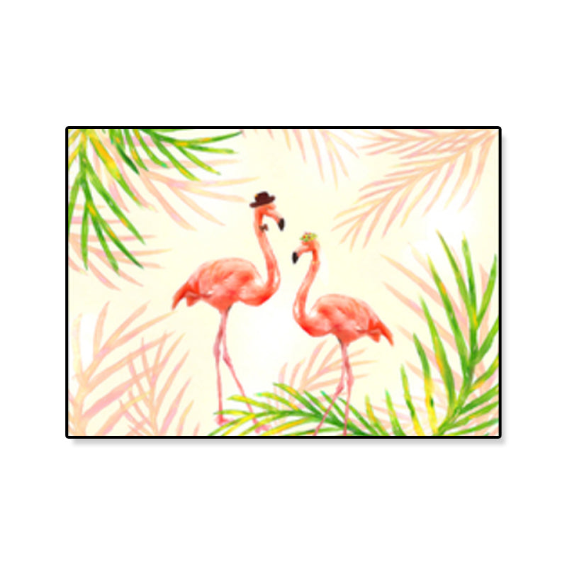 Rynx | Flamingo Print Painting Tropical Stylish Textured Canvas Wall Art for Dining Room