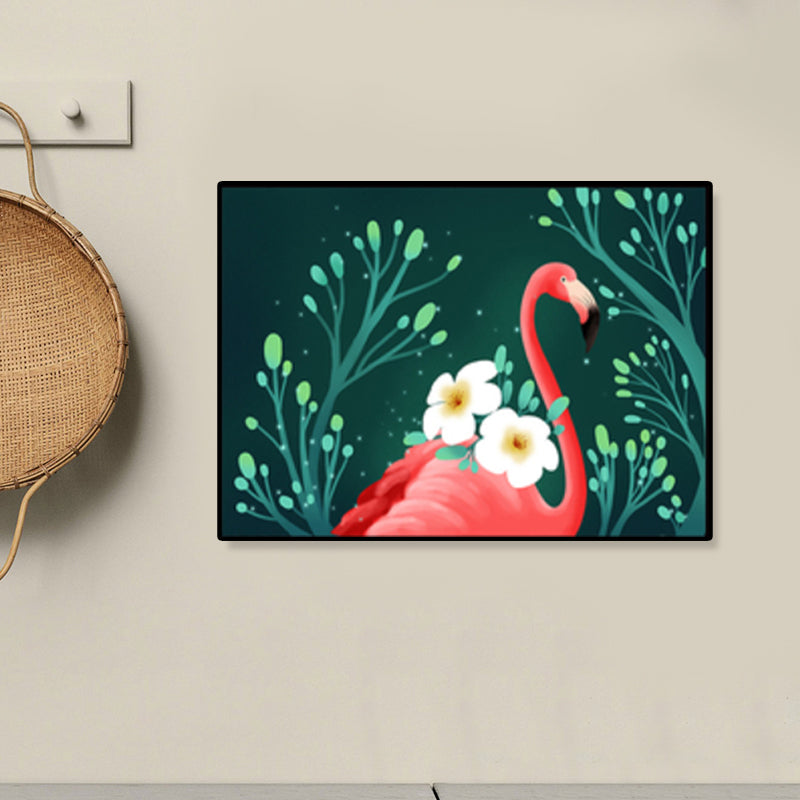 Rynx | Flamingo Print Painting Tropical Stylish Textured Canvas Wall Art for Dining Room