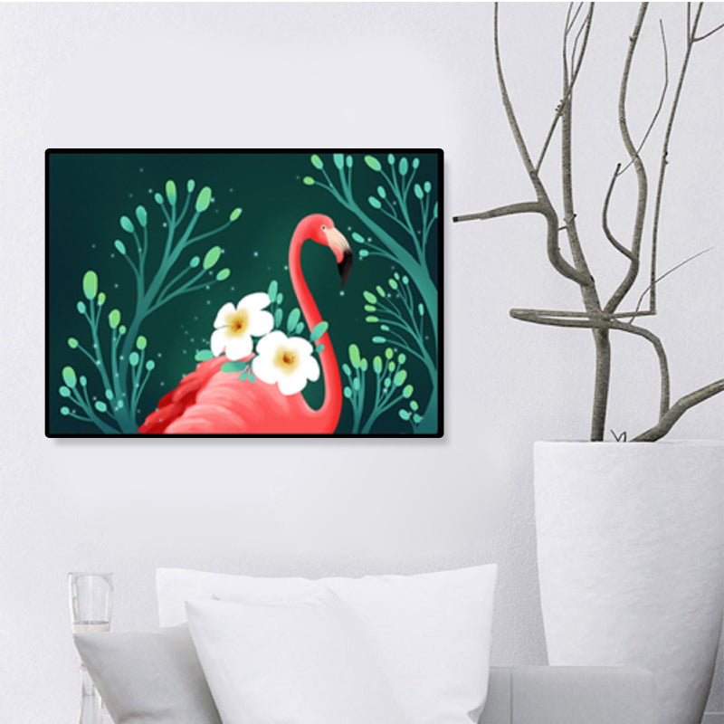 Rynx | Flamingo Print Painting Tropical Stylish Textured Canvas Wall Art for Dining Room