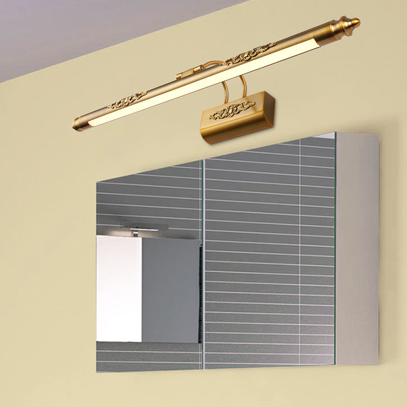 Rynx | Metal Streamlined Wall Sink Light Contemporary LED Brass Wall Lamps Ideas with Curved Arm in Warm/White Light