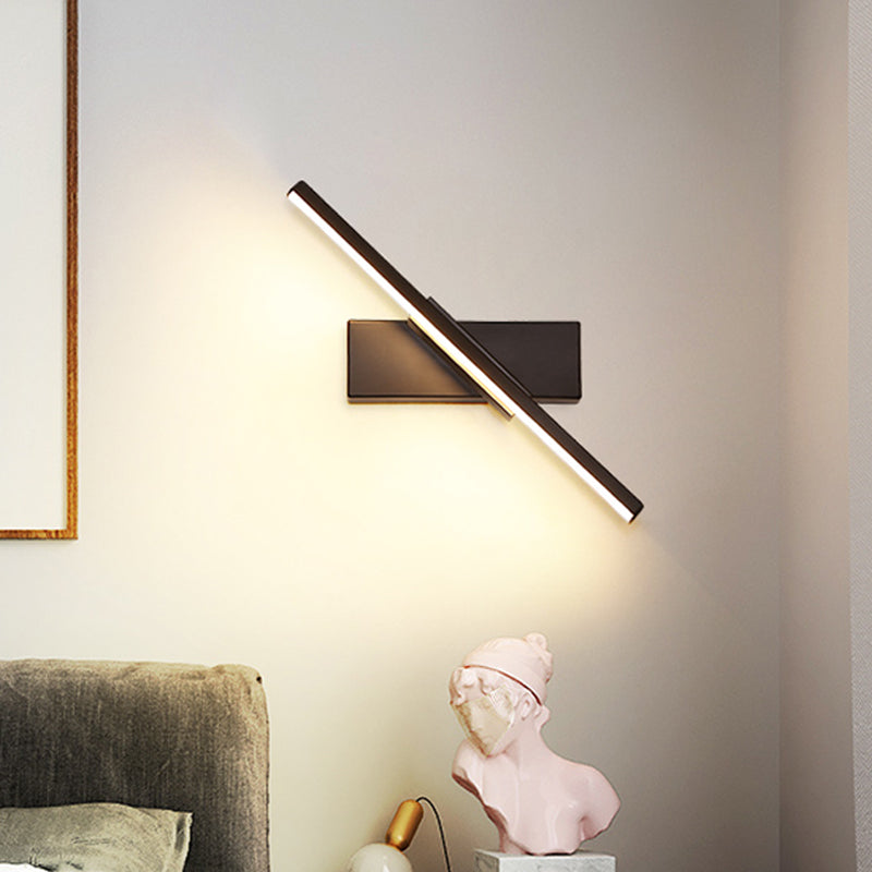 Rynx | Linear Wall Sconce contemporary metallic black/white LED wall light with warm/white light