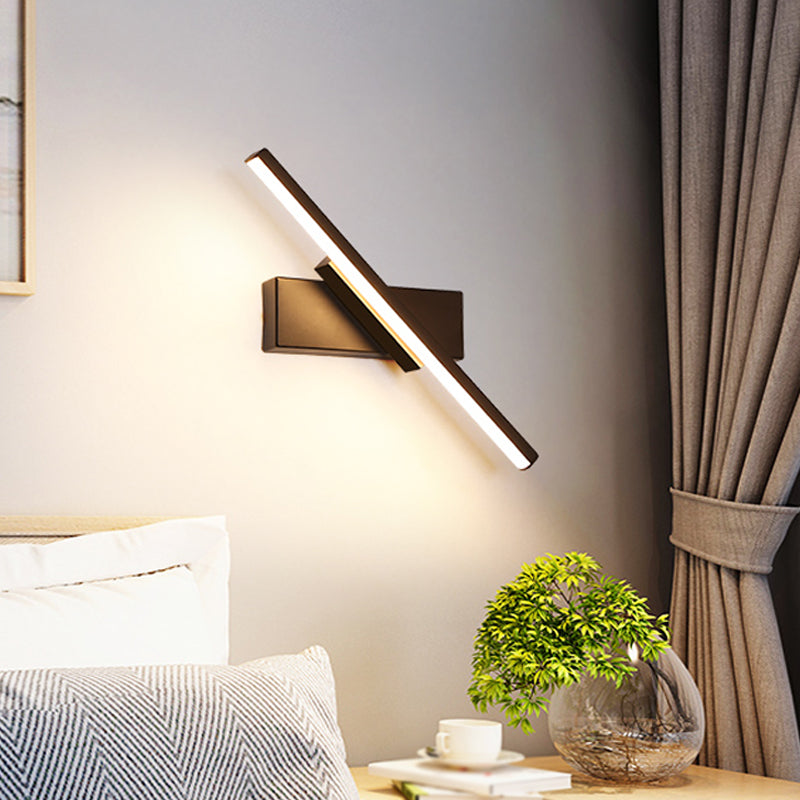 Rynx | Linear Wall Sconce contemporary metallic black/white LED wall light with warm/white light