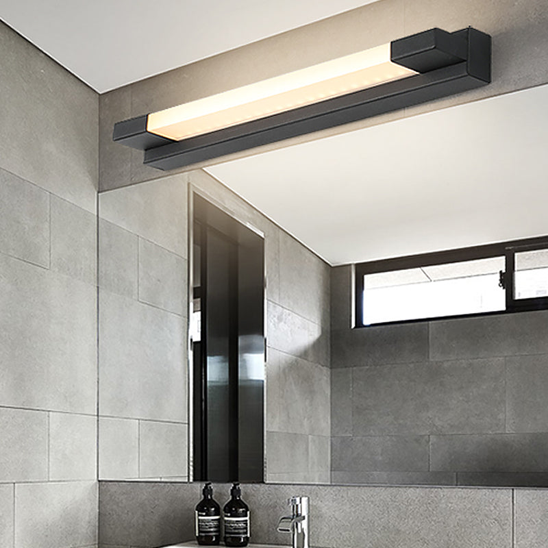 Rynx | Simple Straight Vanity Mirror Light Metal LED Bathroom Wall Lamp in Black, Warm/White Light