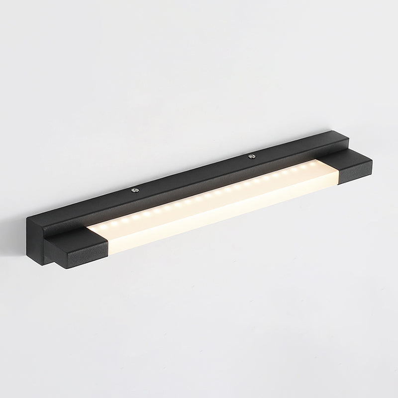 Rynx | Simple Straight Vanity Mirror Light Metal LED Bathroom Wall Lamp in Black, Warm/White Light