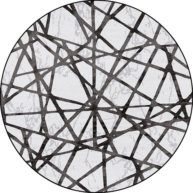 Rynx | Black Parlor Rug Modernist Geometry Pattern Rug Polypropylene Machine Washable Non-Slip Carpet