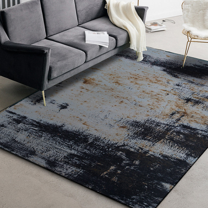 Rynx | Dark Grey Industrial Carpet Polyester Abstract Pattern Carpet Pet Friendly Non-Slip Washable Rug for Living Room
