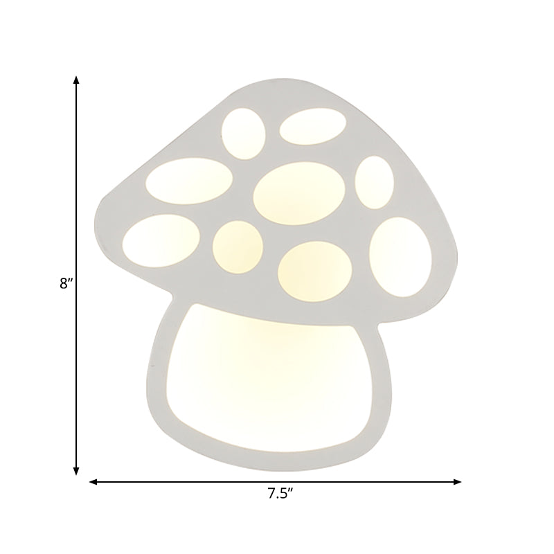 Rynx | Children Slim Mushroom Wall Lamp Acrylic White LED Wall Lamp for Hall Bathroom