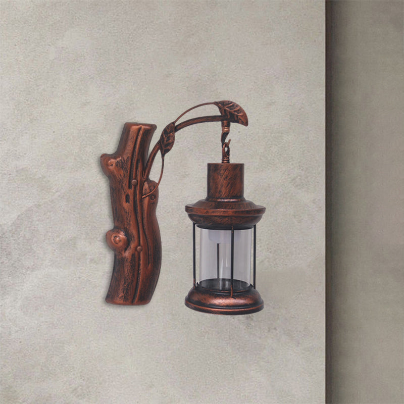 Rynx | Kerosene Gang Wall Light Fixture Coastal Clear Glass 1 Light Black/Copper Sconce Lamp
