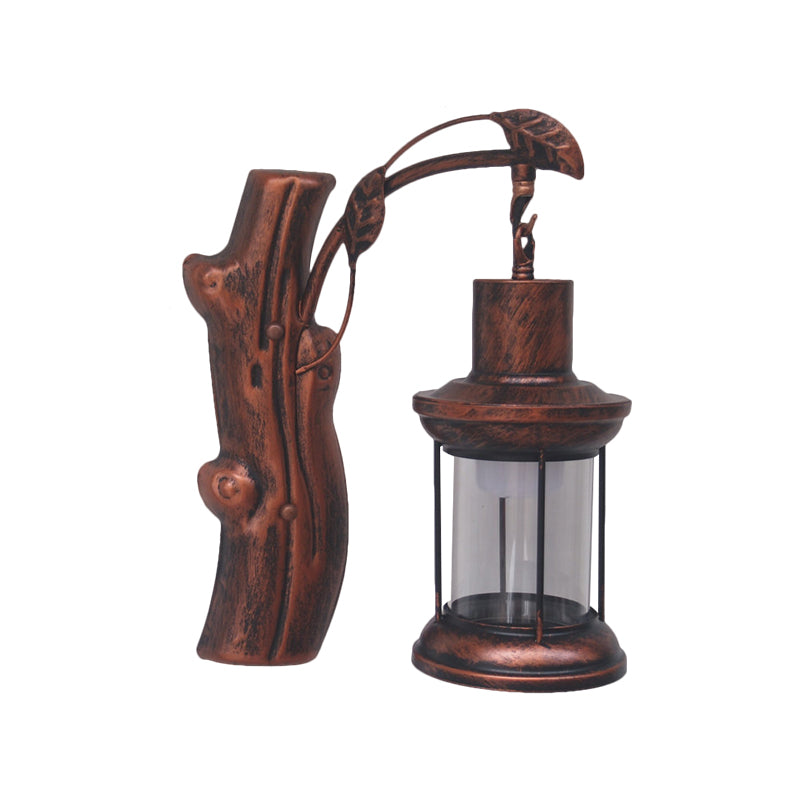 Rynx | Kerosene Gang Wall Light Fixture Coastal Clear Glass 1 Light Black/Copper Sconce Lamp
