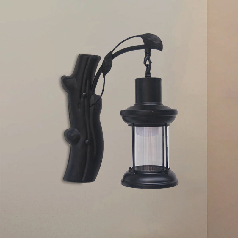 Rynx | Kerosene Gang Wall Light Fixture Coastal Clear Glass 1 Light Black/Copper Sconce Lamp