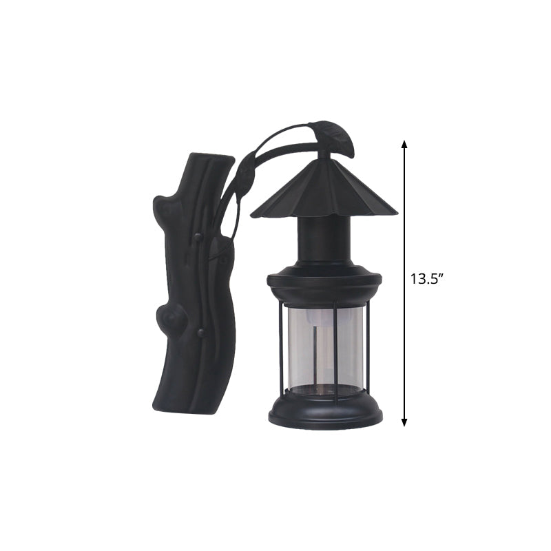 Rynx | 1 Light Clear Glass Wall Sconces Light Retro Coastal Black/Copper Petroleum Hallway Lighting Fixture