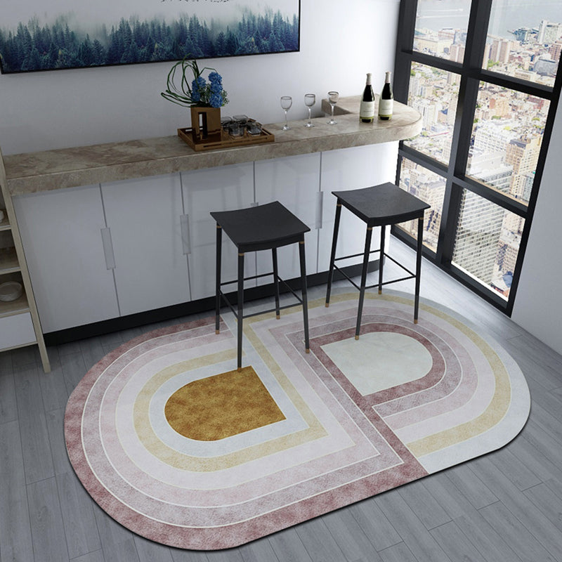 Rynx | Novelty Shaped Geometric Pattern Rug Dark Color Modern Carpet Polypropylene Pet Friendly Non-Slip Rug for Student Housing