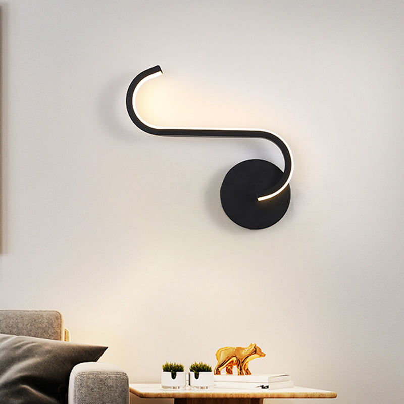 Rynx | Parallel Rod/Twisted/Curved LED Wall Lamp Minimalist Metal Black Wall-Mounted Light in Warm/White Light for Hotel