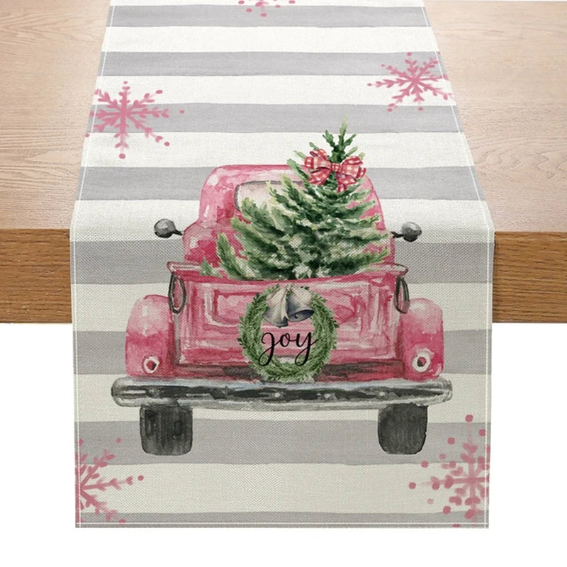 Rynx | Linen Christmas Table Runner Snowman Christmas Tree Home Dining Table Cloth Tablecloth 2023 Christmas Noel Christmas Decorations 2024