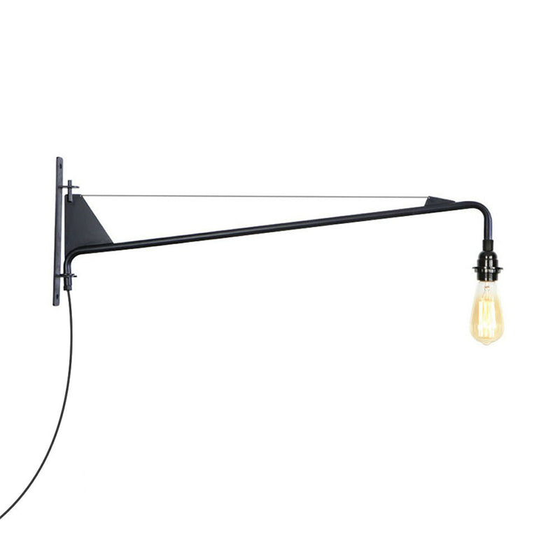 Rynx | Industrial Scalloped/Exposed Wall Lamp 1/2-Light Iron Plug-in Wall Mounted Lighting with Long Swing Arm in Black