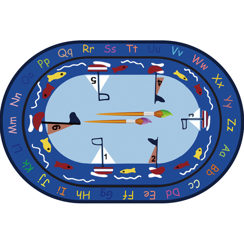 Rynx | Multicolor Kids Room Carpet Cartoon Alphabet Letters and Numbers Carpet Polyester Pet-Friendly Carpet