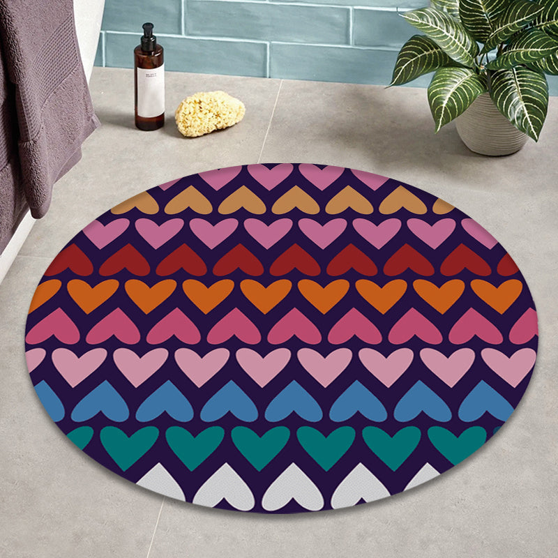 Rynx | Romantic Modern Rug Colorful Seamless Loving Heart Pattern Carpet Stain Resistant Rug for Bedroom