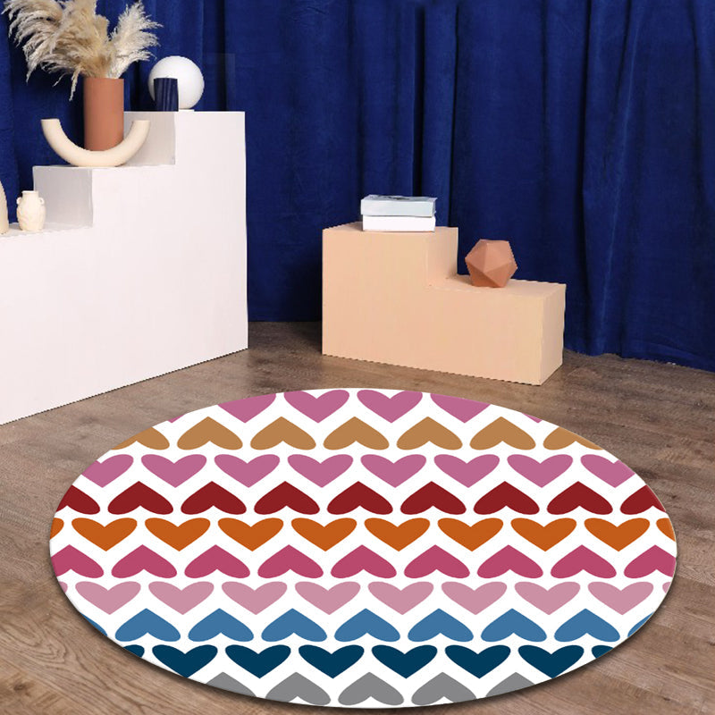 Rynx | Romantic Modern Rug Colorful Seamless Loving Heart Pattern Carpet Stain Resistant Rug for Bedroom