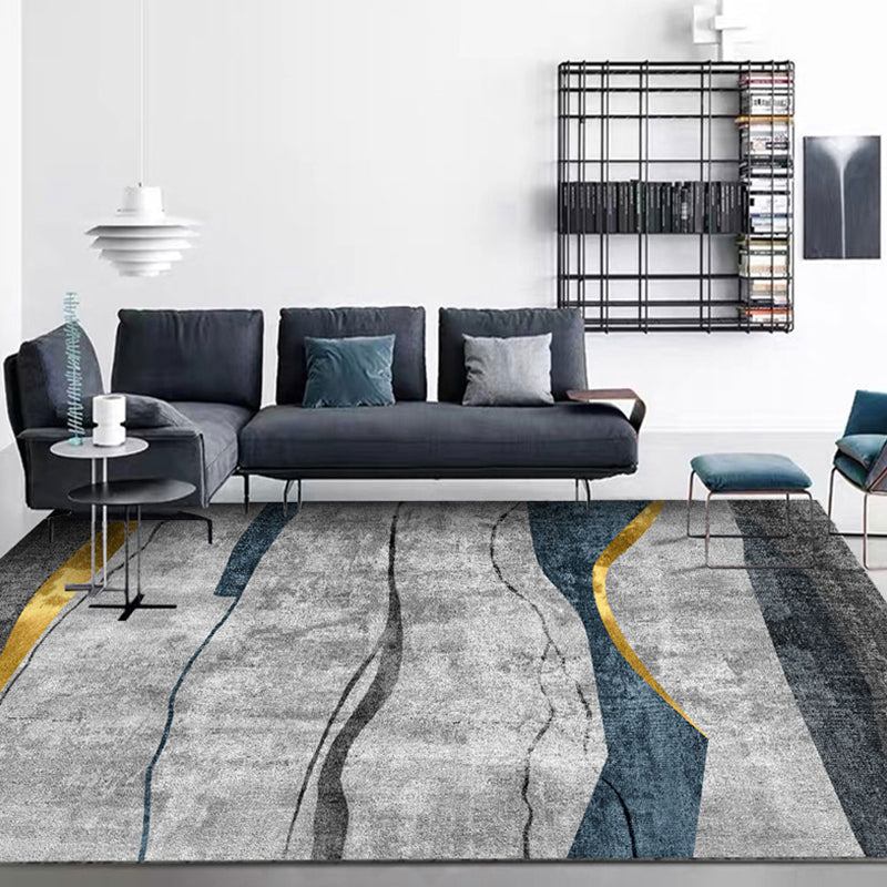 Rynx | Steampunk Living Room Carpet Dark Color Line Art Abstract Carpet Polyester Non-Slip Background Carpet for Living Room