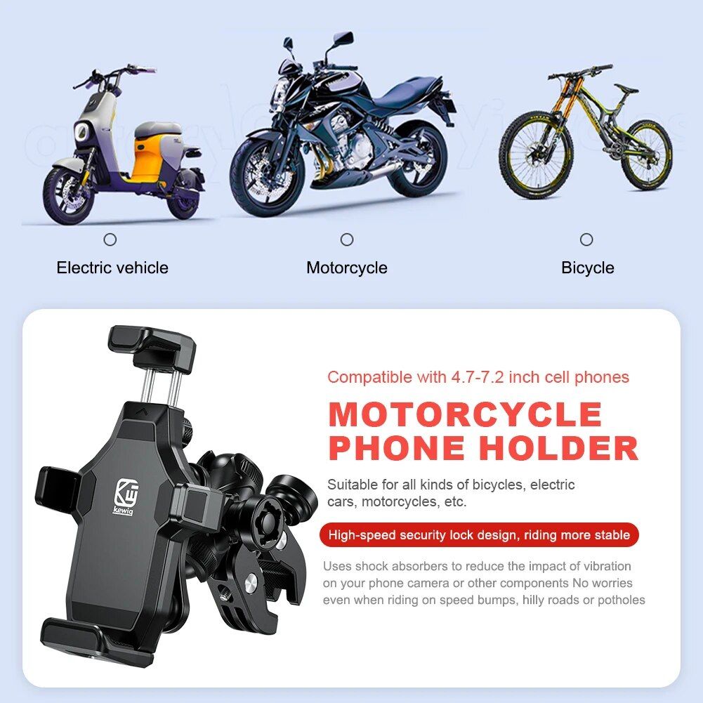 Rynx | 360° Rotation Shockproof Bicycle & Motorcycle Phone Holder for 4.7-7.2 Inch Devices