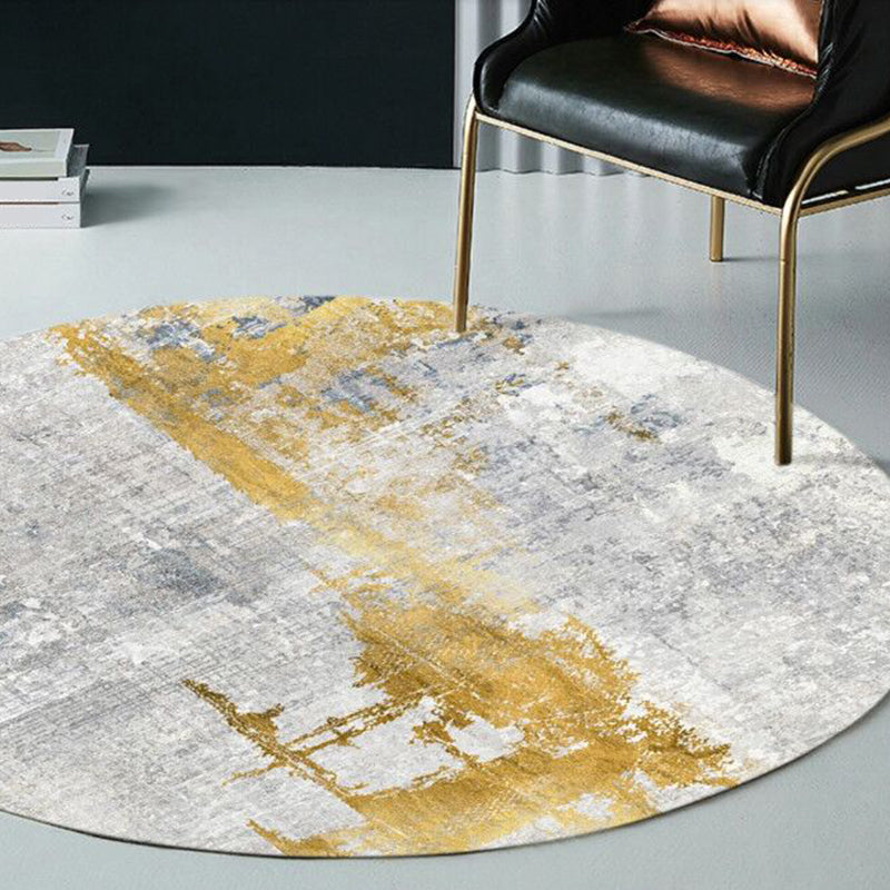 Rynx | Multicolor Industrial Style Round Rug Polyester Rug for the Living Room with Cement Pattern Pet-Friendly Rugs