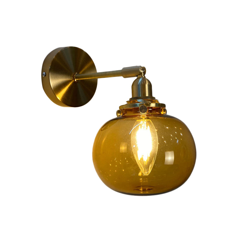 Rynx | Single-Bulb Bedroom Wall Light Postmodern Gold Rotatable Wall Sconce with Oval/Diamond/Gathered Blue/Clear/Green Glass Shade