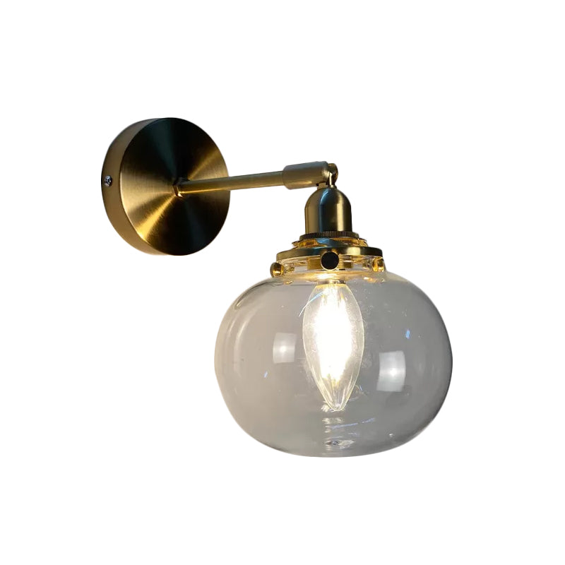 Rynx | Single-Bulb Bedroom Wall Light Postmodern Gold Rotatable Wall Sconce with Oval/Diamond/Gathered Blue/Clear/Green Glass Shade