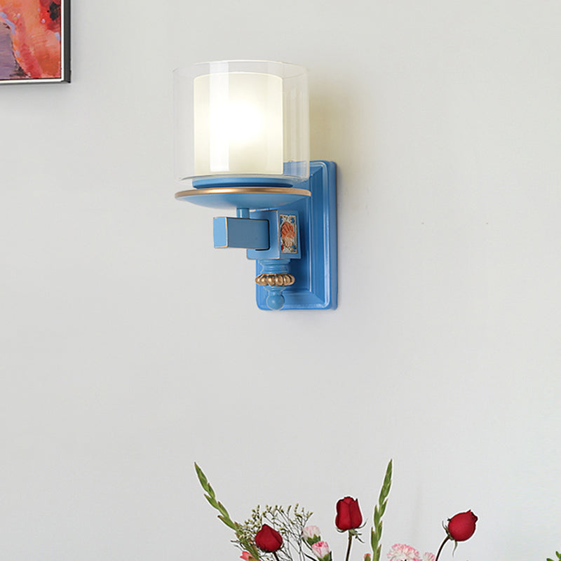 Rynx | Nordic Stylish Cylinder Wall Lamp with Shell Deco 1 Light Metal & Glass Wall Lamp for Staircase