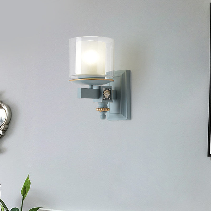 Rynx | Nordic Stylish Cylinder Wall Lamp with Shell Deco 1 Light Metal & Glass Wall Lamp for Staircase