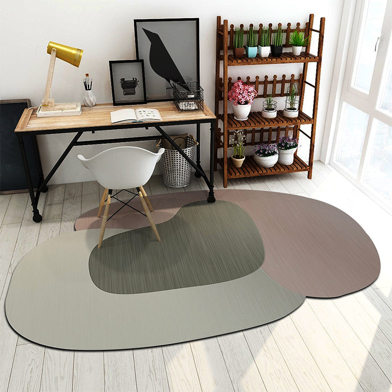 Rynx | Irregular Bedroom Carpet in Brown and Blue Modern Color Block Pattern Area Rug Polyester Machine Washable Carpet