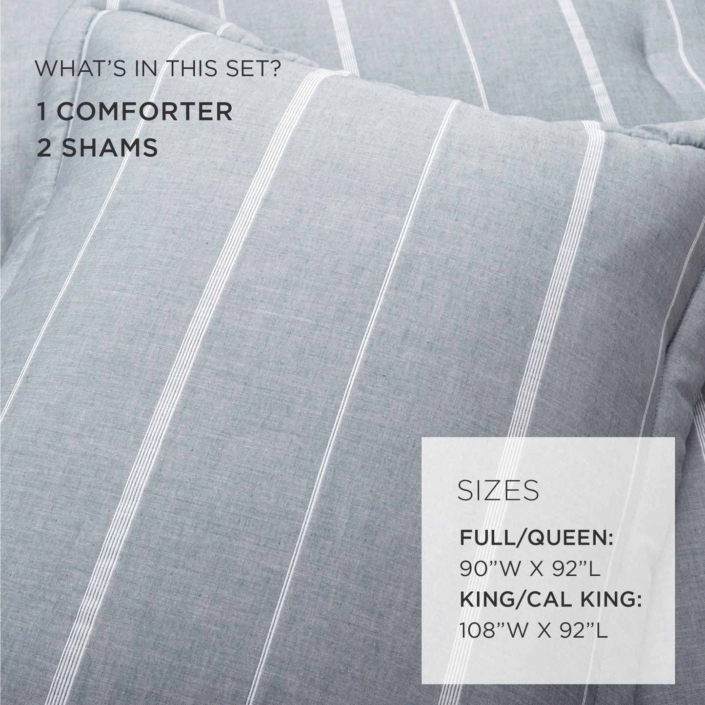 Rynx | Classic Farmhouse Chalk Stripe 3-Piece Bedspread Set