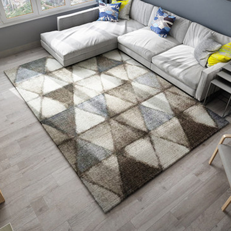 Rynx | Brown Bedroom Carpet Novelty Circle Triangle Stripe Pattern Area Rug Polyester Washable Rug