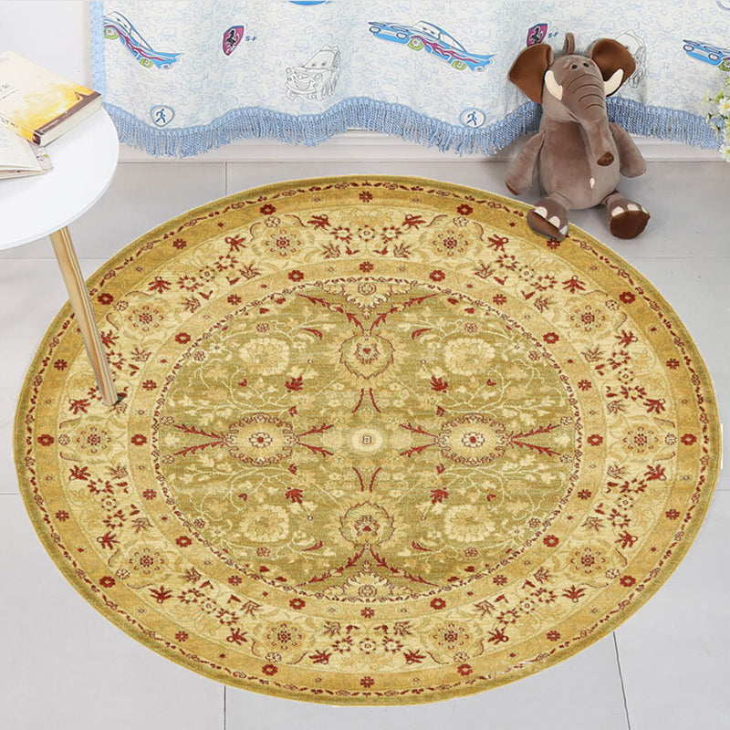 Rynx | Retro Medallion Rug Yellow Tribal Rug Polyester non-slip backing washable rug for living room