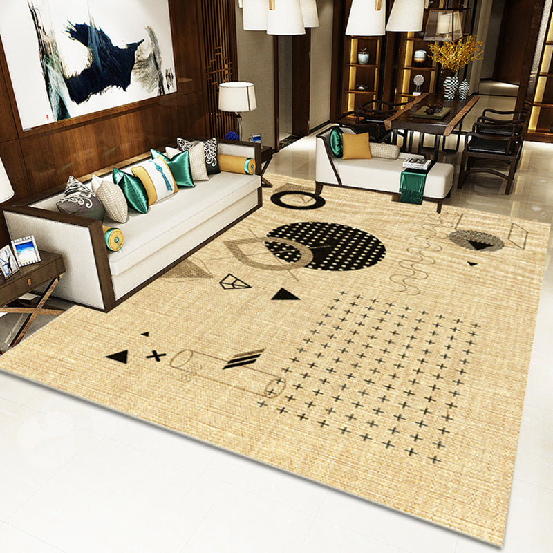 Rynx | Yellow Home Accessory Area Rug Novelty Geometric Jug Pattern Area Rug Polyester Washable Carpet