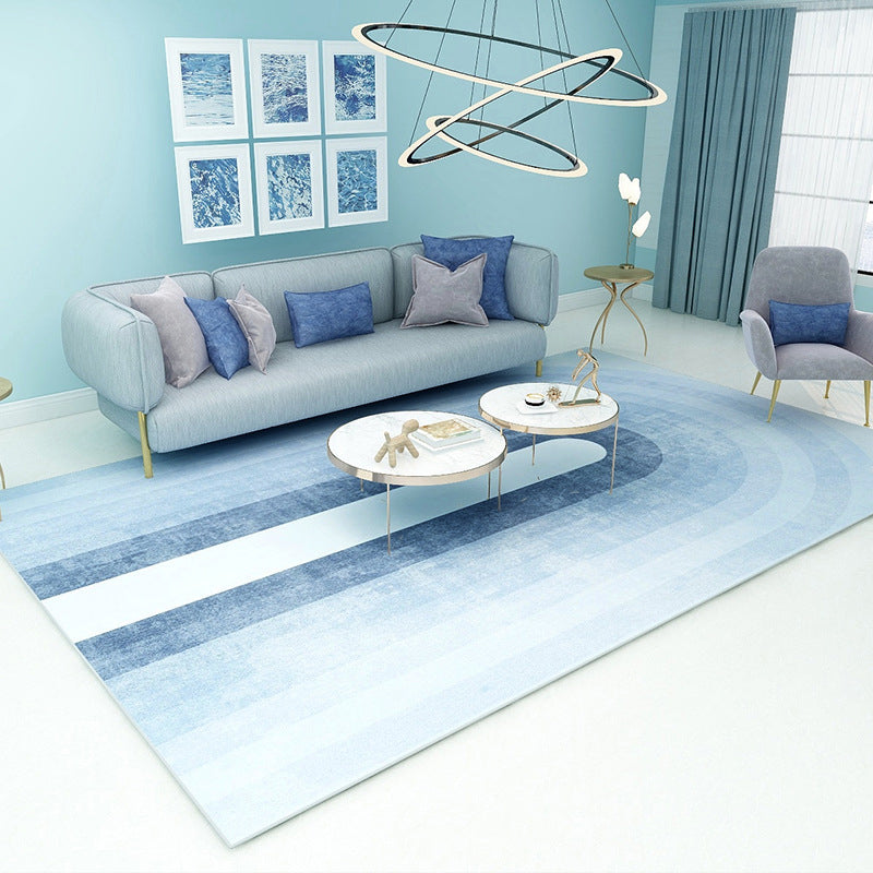Rynx | Funky Ombre Pattern Rug Blue Simple Rug Polyester Washable Rug for Bedroom