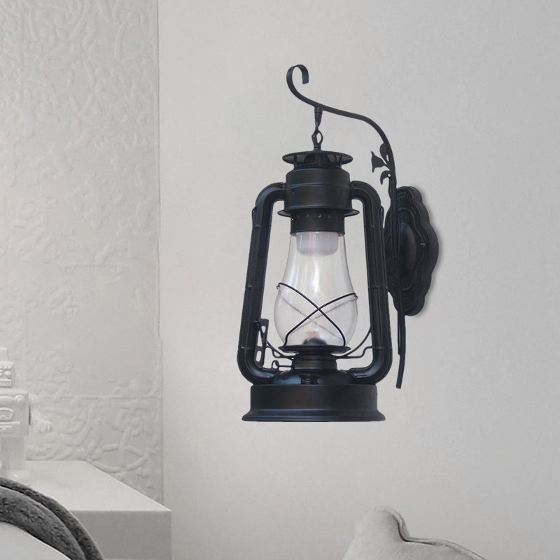 Rynx | 1 Bulb Kerosene Wall Mounted Light Fixture Coastal Style Black/Bronze/Copper Clear Glass Lighting