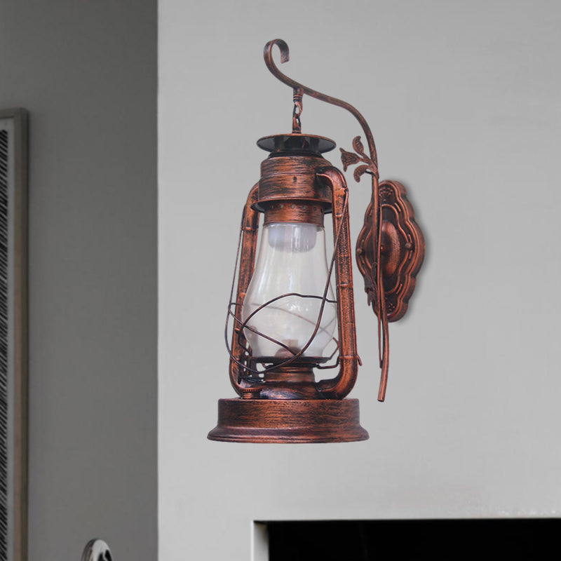 Rynx | 1 Bulb Kerosene Wall Mounted Light Fixture Coastal Style Black/Bronze/Copper Clear Glass Lighting