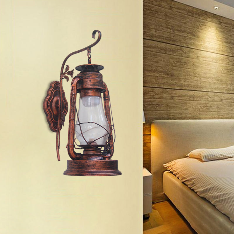 Rynx | 1 Bulb Kerosene Wall Mounted Light Fixture Coastal Style Black/Bronze/Copper Clear Glass Lighting