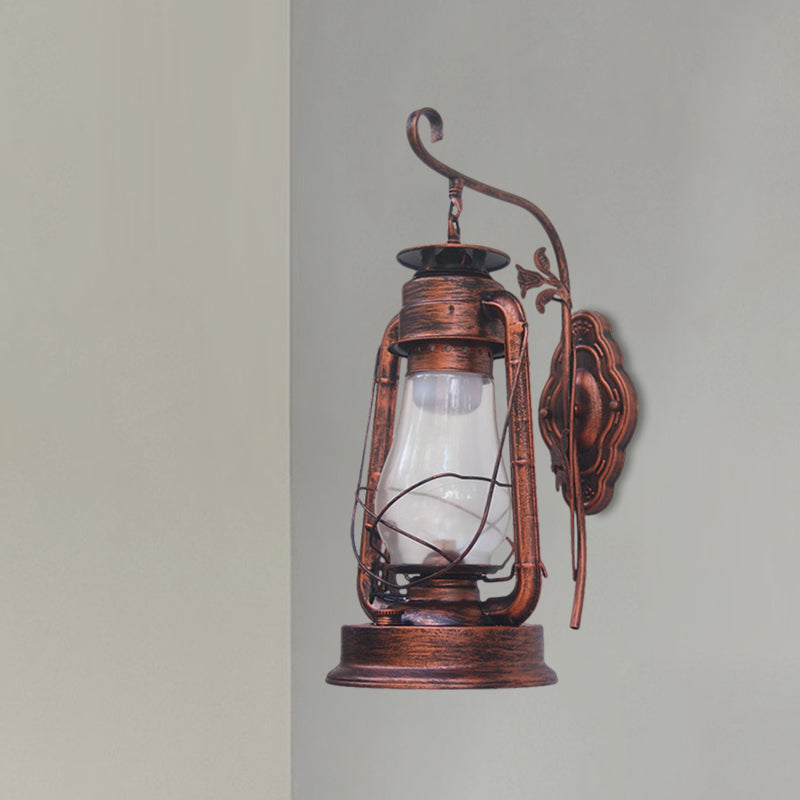 Rynx | 1 Bulb Kerosene Wall Mounted Light Fixture Coastal Style Black/Bronze/Copper Clear Glass Lighting